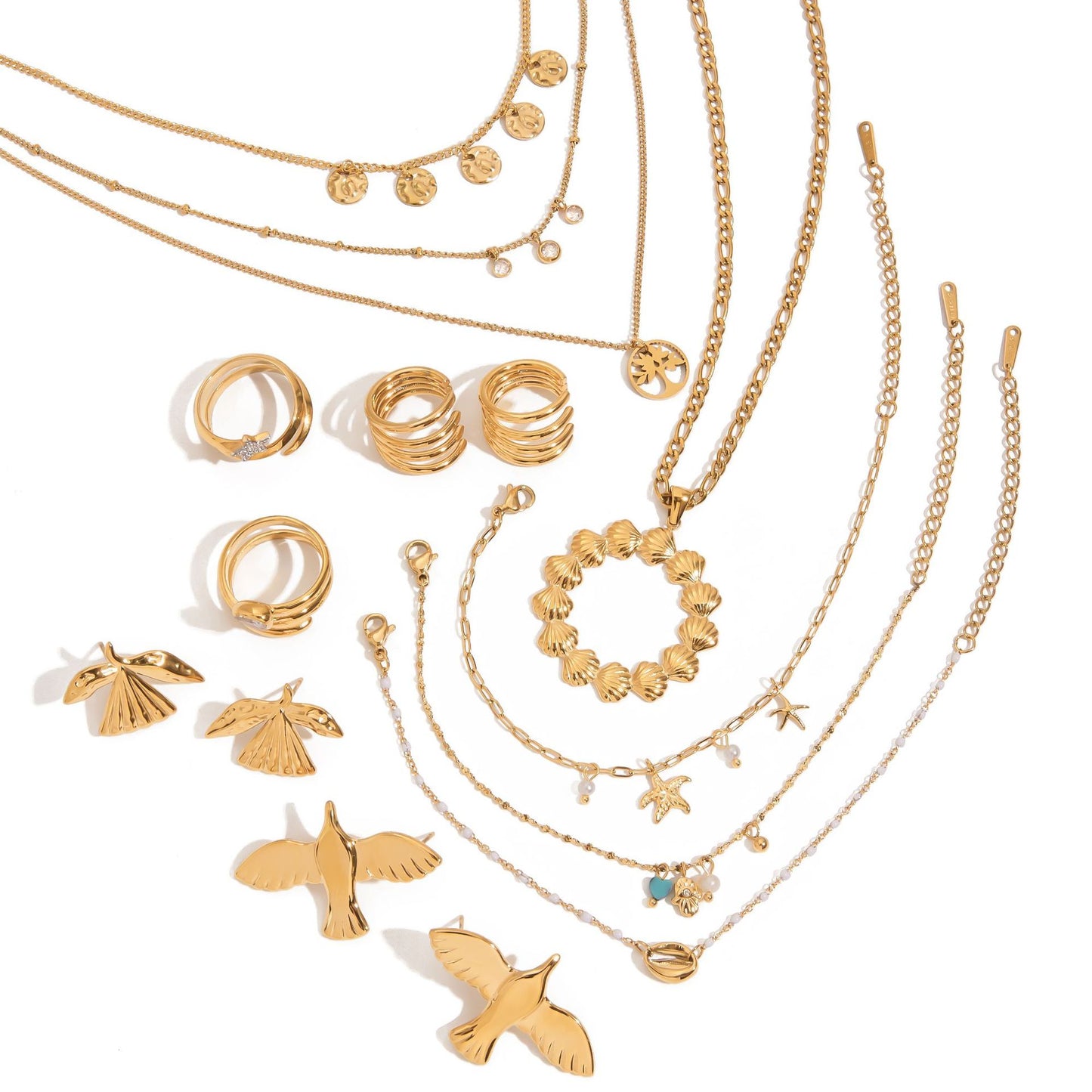 Elegant Stainless Steel and Titanium Steel Animal Pendant Jewelry Set with Cubic Zirconia for Women