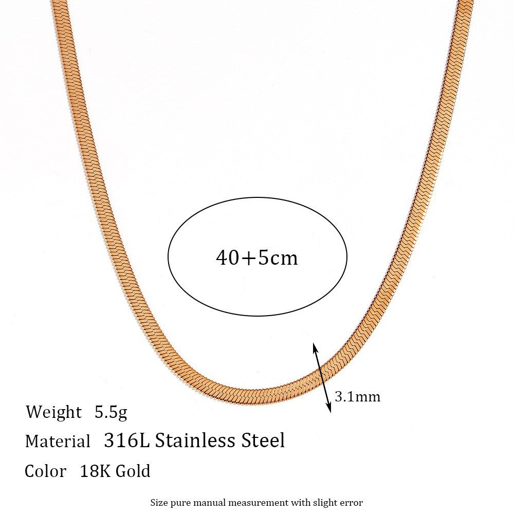 Minimalist 18K Gold Plated Titanium Steel Box Chain Necklace Geometric Blade Design for Women