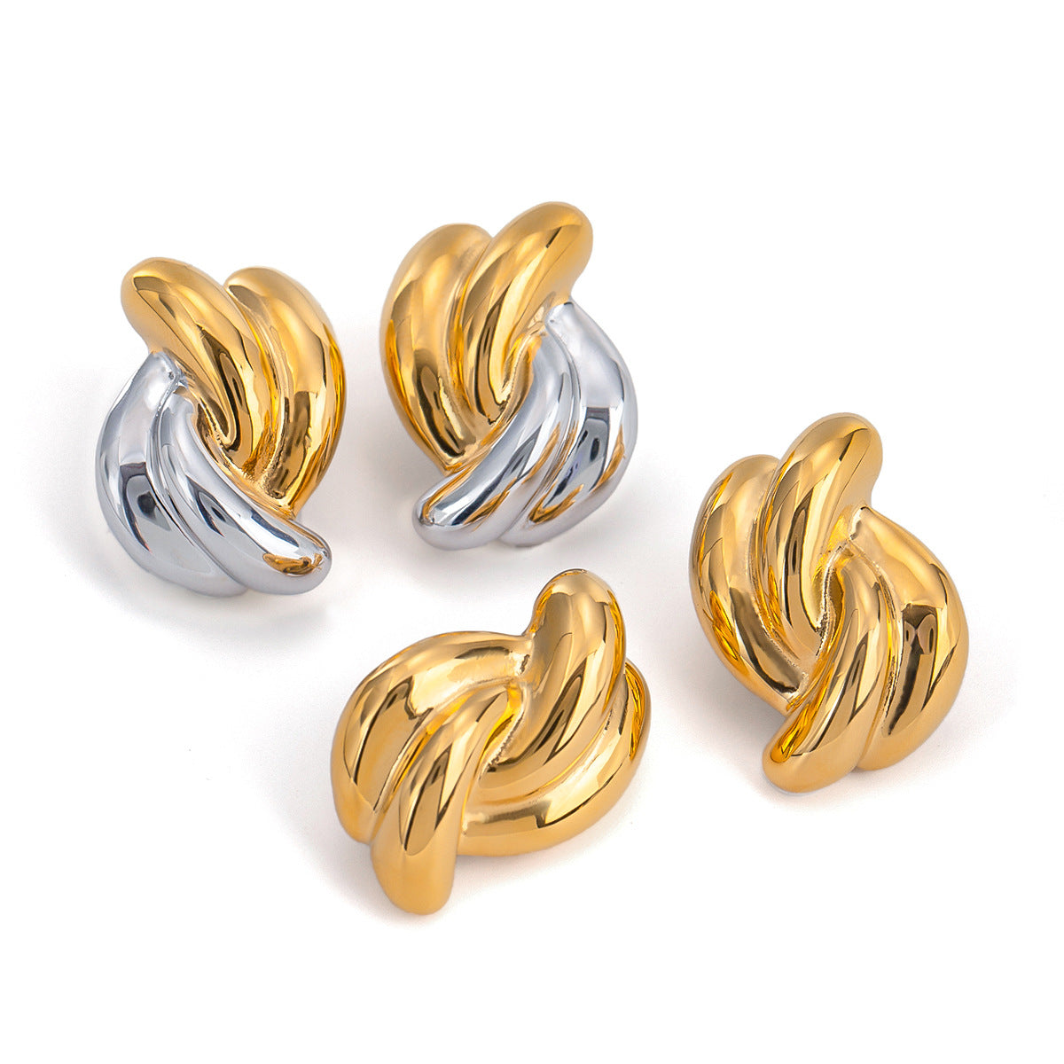 Geometric Stainless Steel Earrings with Plating Finish for Women Fashionable Minimalist Ear Studs