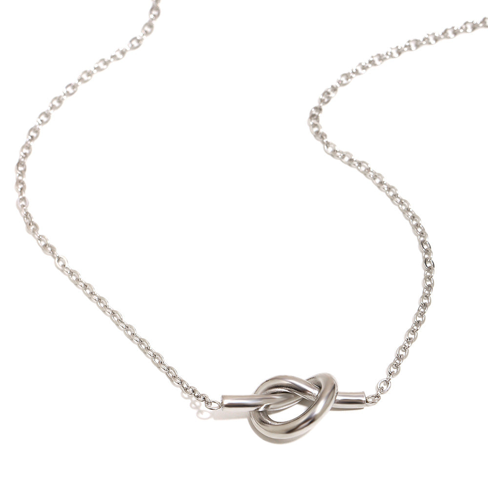 Collana da donna con pendente a nodo, placcato oro 18 carati, in acciaio inossidabile, con geometria minimalista