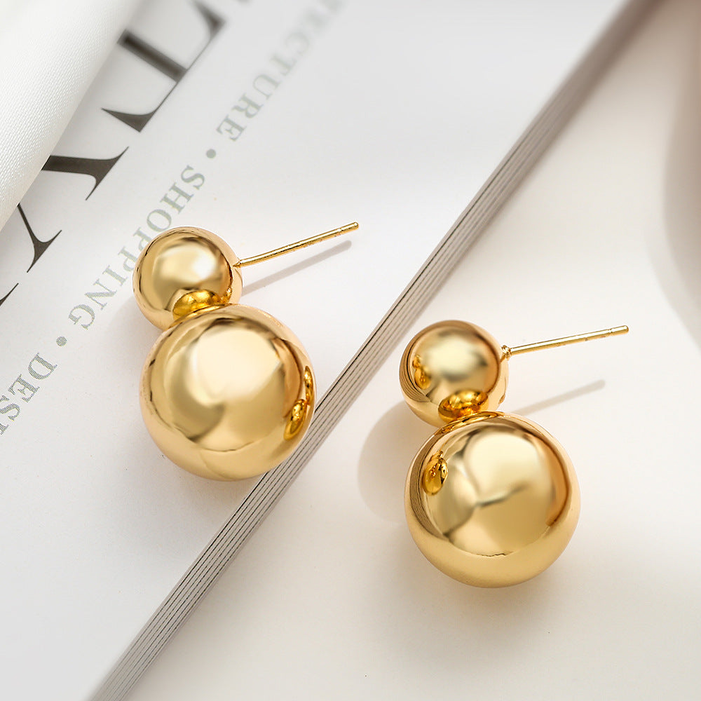 Orecchini a perno geometrici minimalisti in rame con placcatura in oro vero per donna, forma irregolare, gioielli di moda per tutti i giorni