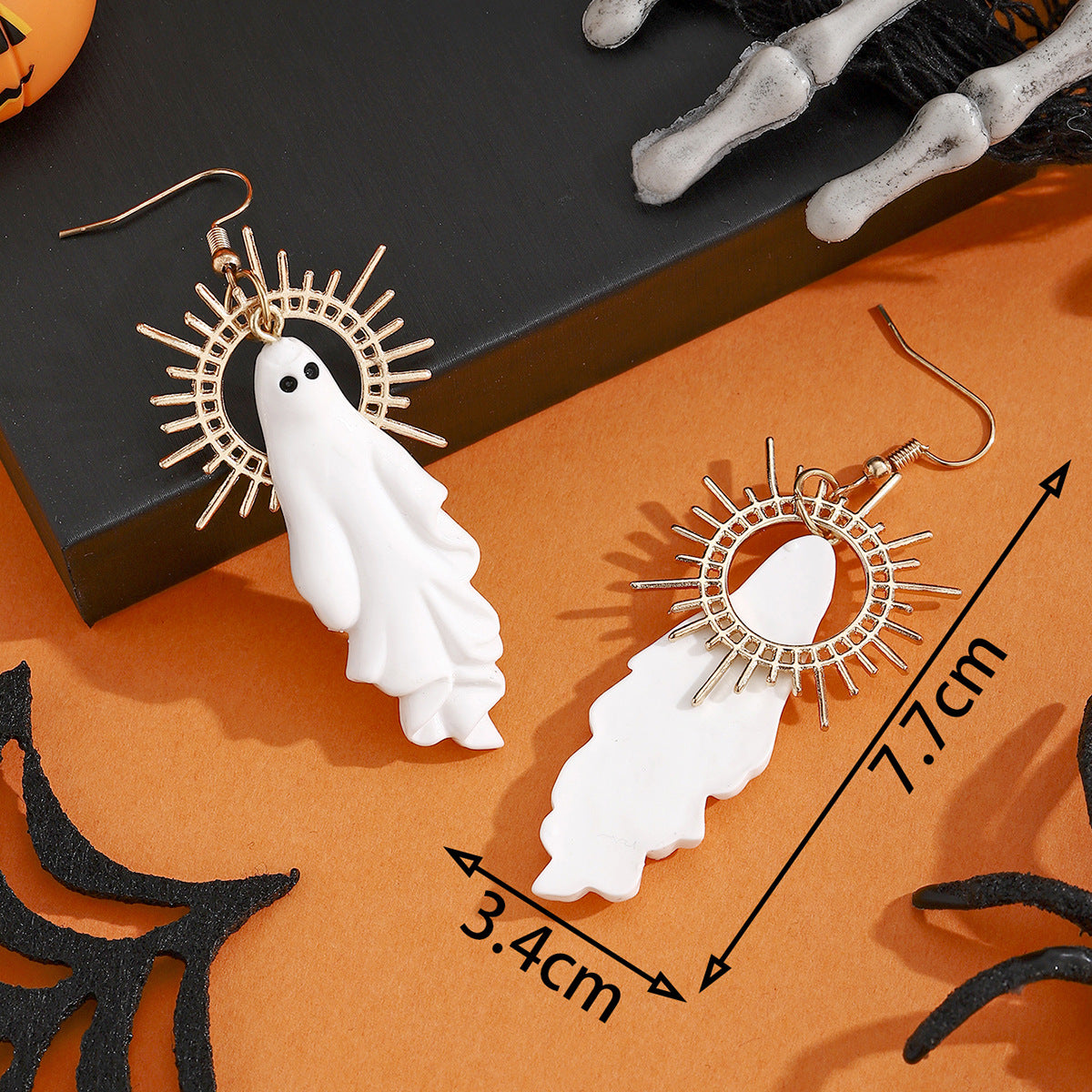 Aretes colgantes de fantasma geométricos de estilo bohemio de aleación con postes de acero inoxidable
