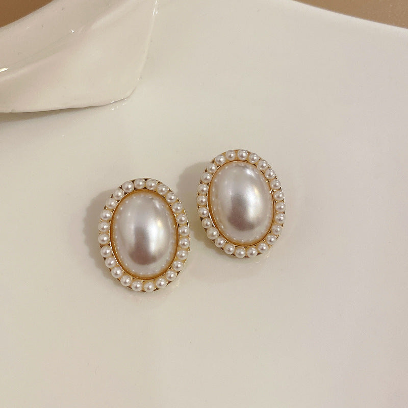 Pendientes de Ángel Retro Artísticos Ovalados con Incrustaciones de Pedrería para Mujer con Base de Cobre y Diseño Geométrico