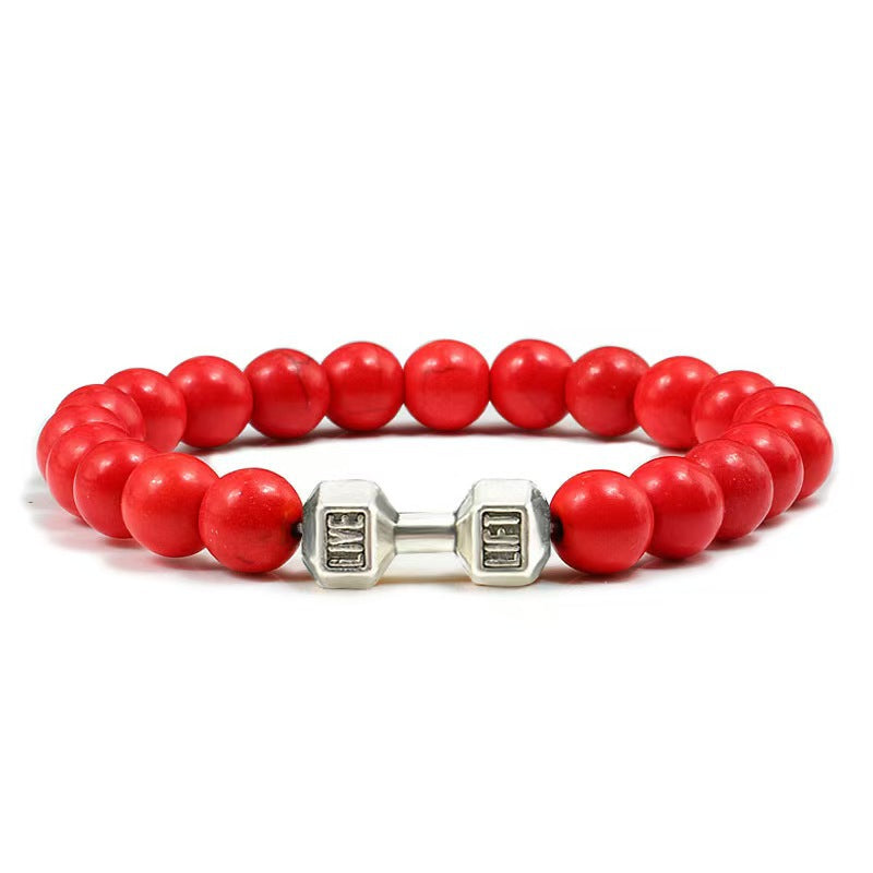 Fashion Matte Plated Alloy Beaded Bracelet Unisex Elastic Yoga Energy Bangle