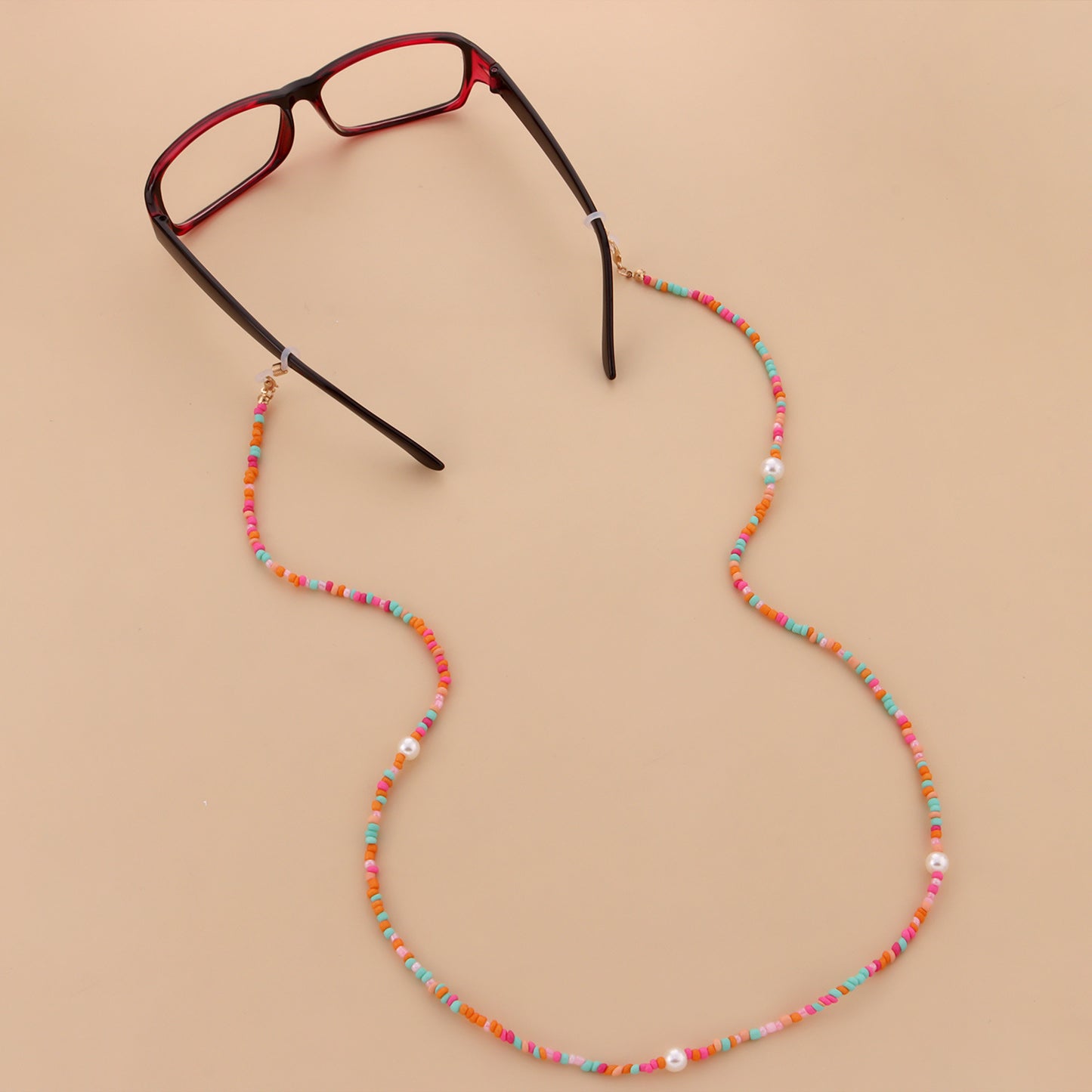 Trendy Colorful Pearl Beaded Alloy Eyeglass Chain for Women