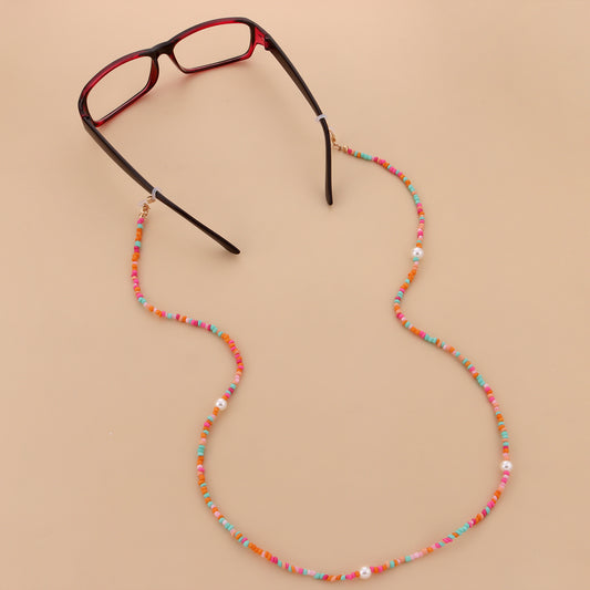 Trendy Colorful Pearl Beaded Alloy Eyeglass Chain for Women