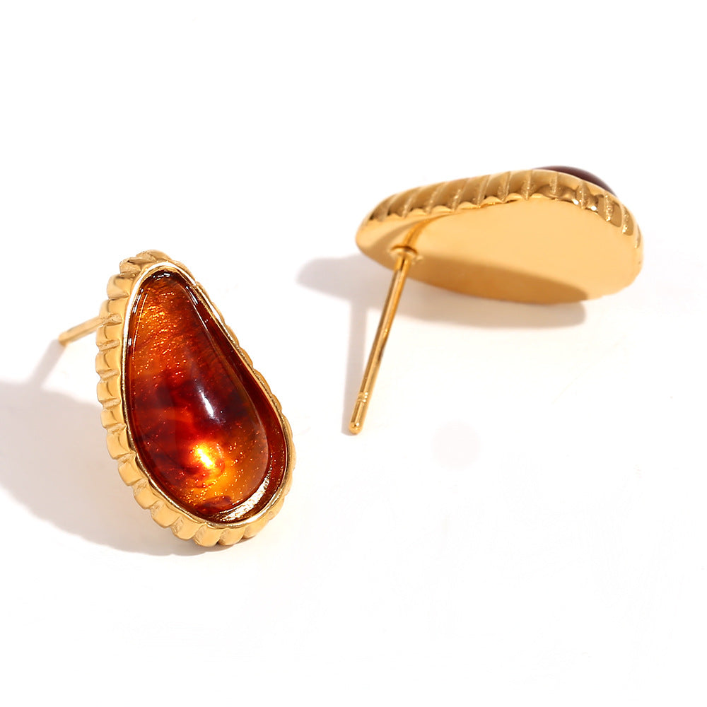 Orecchini a clip vuoti geometrici vintage in acciaio inossidabile placcati oro 18 carati da donna