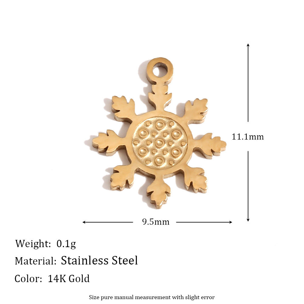Fashionable Minimalist Reindeer and Snowflake Pendant Necklace for Women in Stainless Steel with 14K Gold Plating