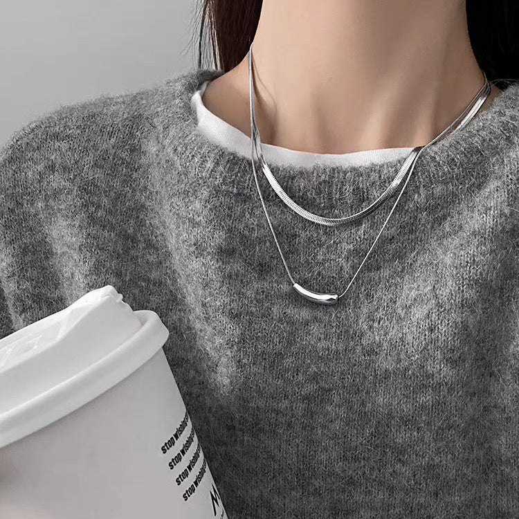 Collar minimalista de cadena de serpiente pulida de acero de titanio con forma de berenjena para hombres y mujeres, gargantilla unisex para combinar en capas