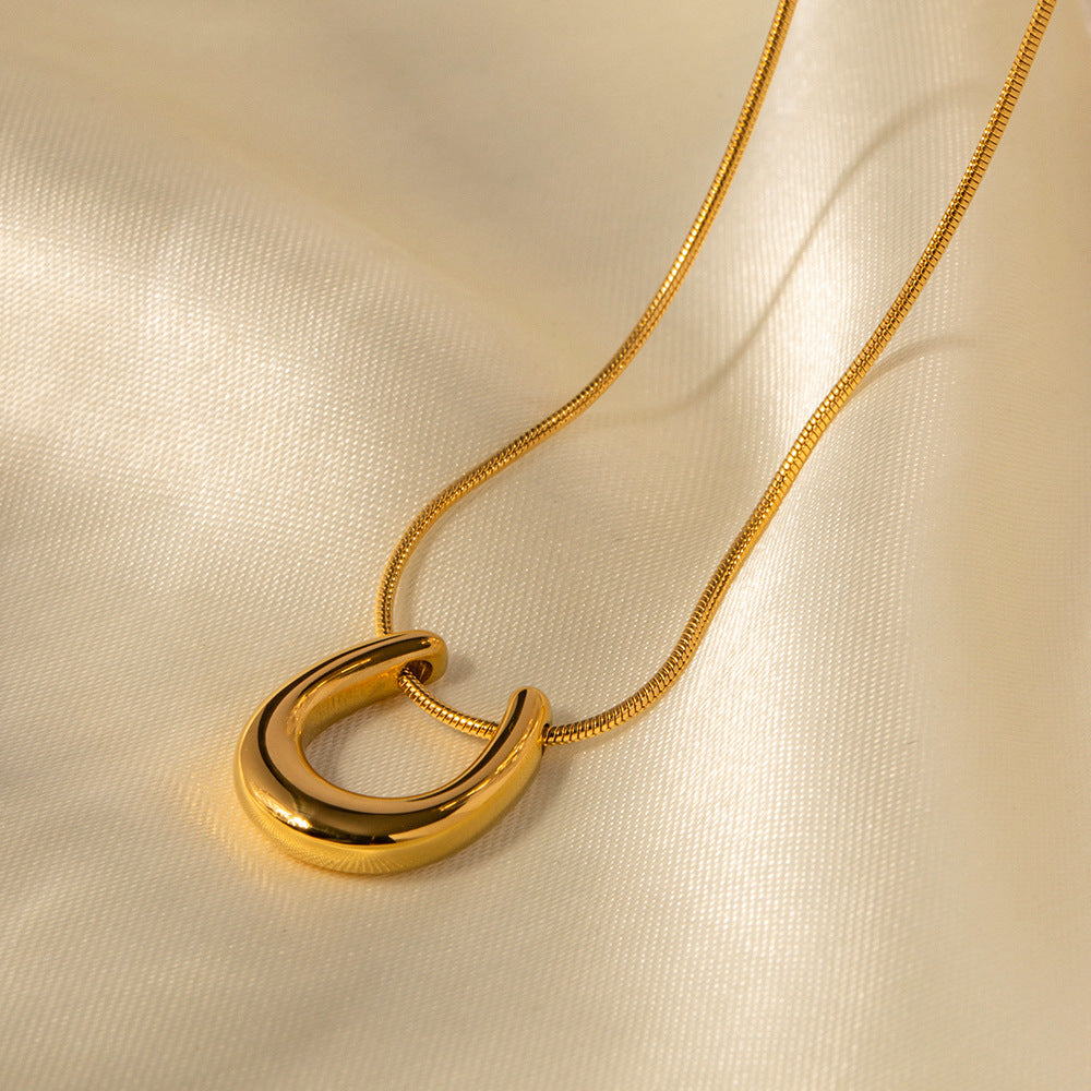 Trendy Asymmetric 18K Gold Plated Stainless Steel Pendant Necklace for Women