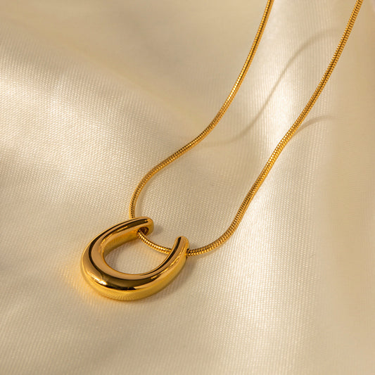 Trendy Asymmetric 18K Gold Plated Stainless Steel Pendant Necklace for Women