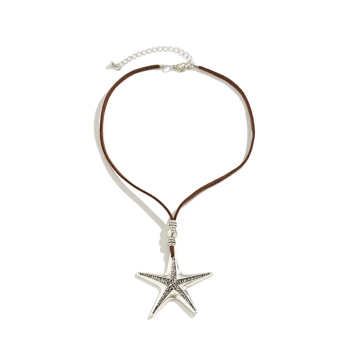 Collar con colgante de aleación de zinc con forma de estrella, estilo vacaciones para mujer, con acabado chapado y temática minimalista del océano