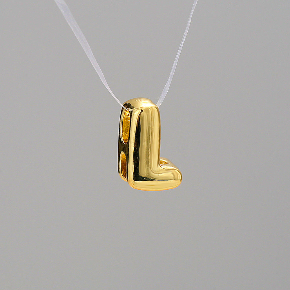 Gold Plated Brass Letter Pendant Stainless Steel Box Chain Necklace Charm Bar