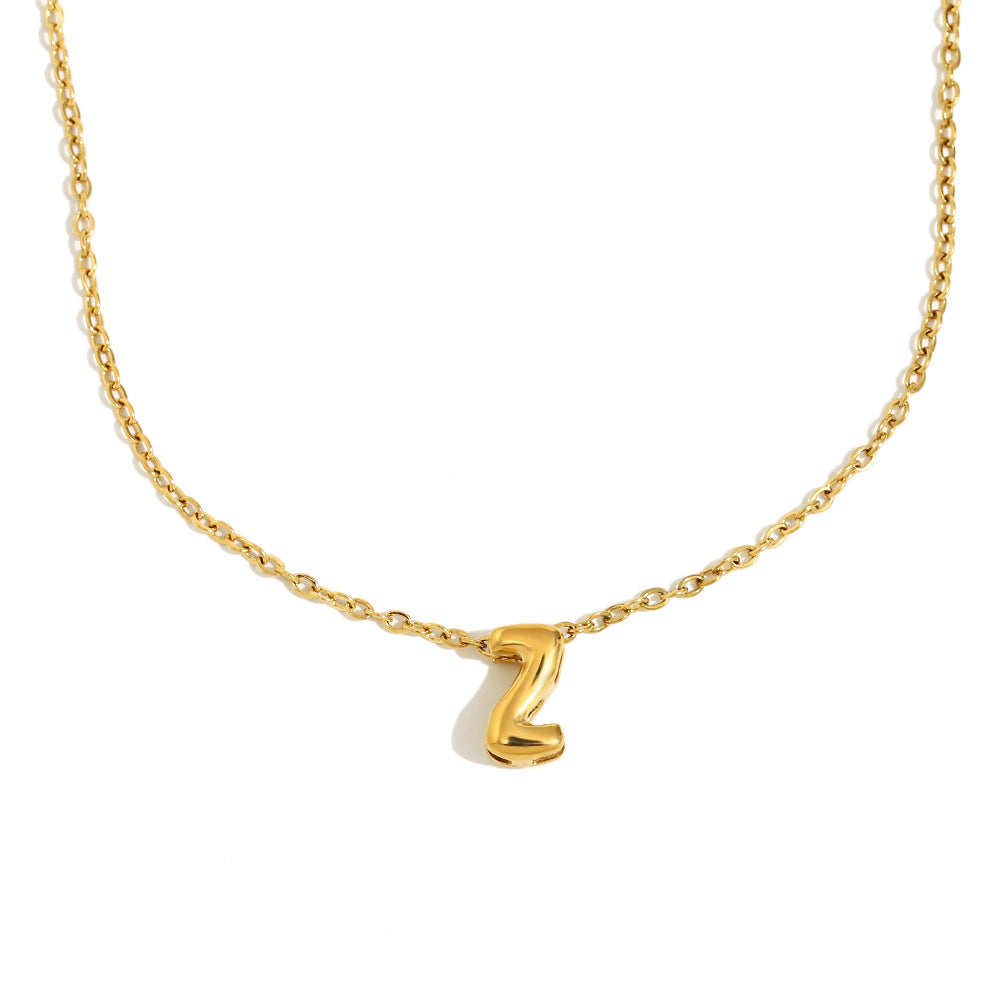 Fashionable Minimalist Letter Pendant Necklace in Stainless Steel with 18K Gold Plating for Women