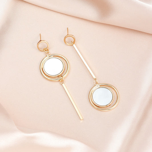 Orecchini e Stud a Pressione Minimalisti Geometrici con Finitura a Specchio Placcati in Lega per Donna