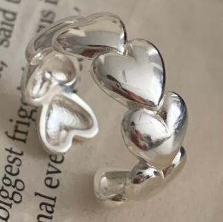 Fashionable Heart-Shaped 925 Sterling Silver Ring for Women Geometric Joint Ring with Plated Finish