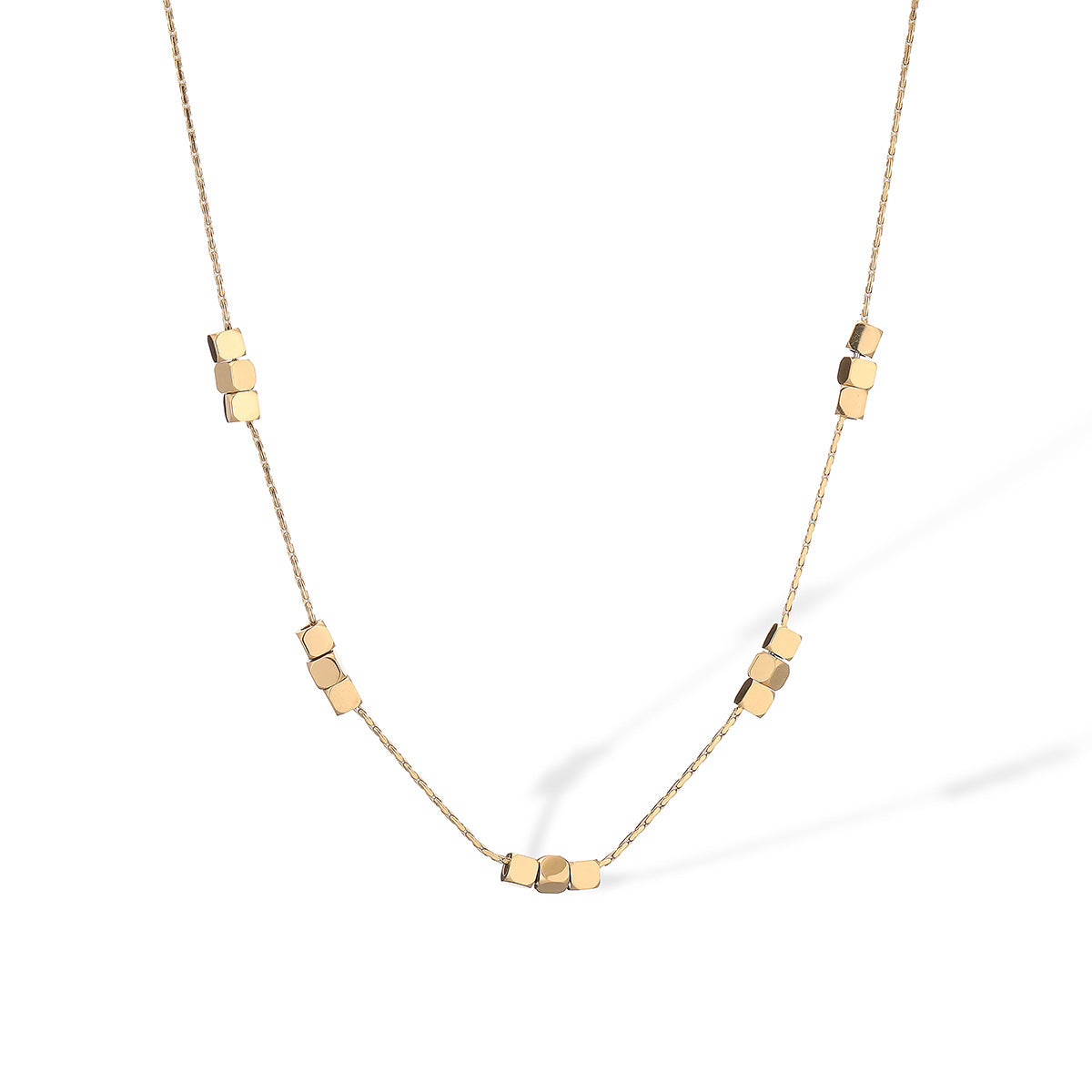 Collana da Donna Minimalista Geometrica in Acciaio al Titanio con Placcatura in Vero Oro, Gioiello Versatile con Ciondolo a Strati