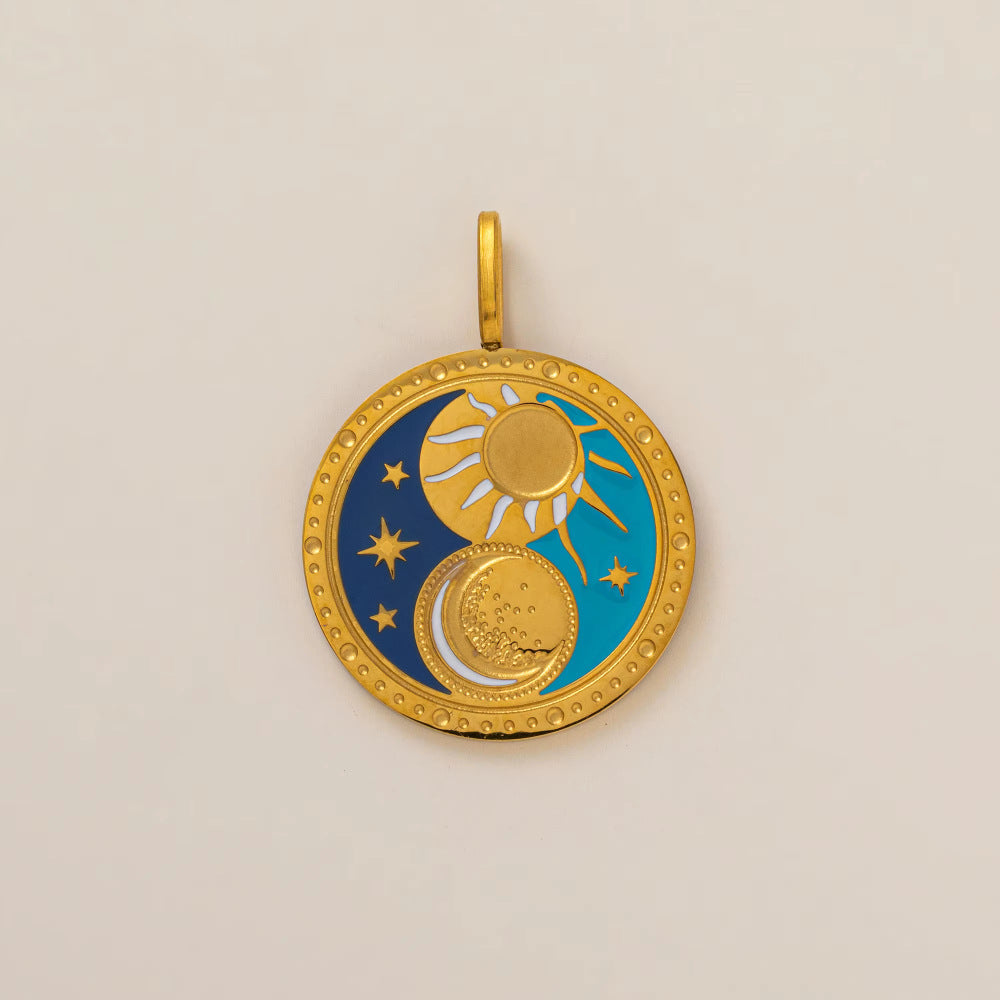 Vintage 18K Gold Plated Stainless Steel Star Pendant Charm Bar for Women