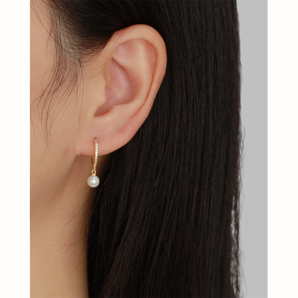 Minimalist Geometric S925 Sterling Silver Stud Earrings with Micro-Pavé Detailing for Women