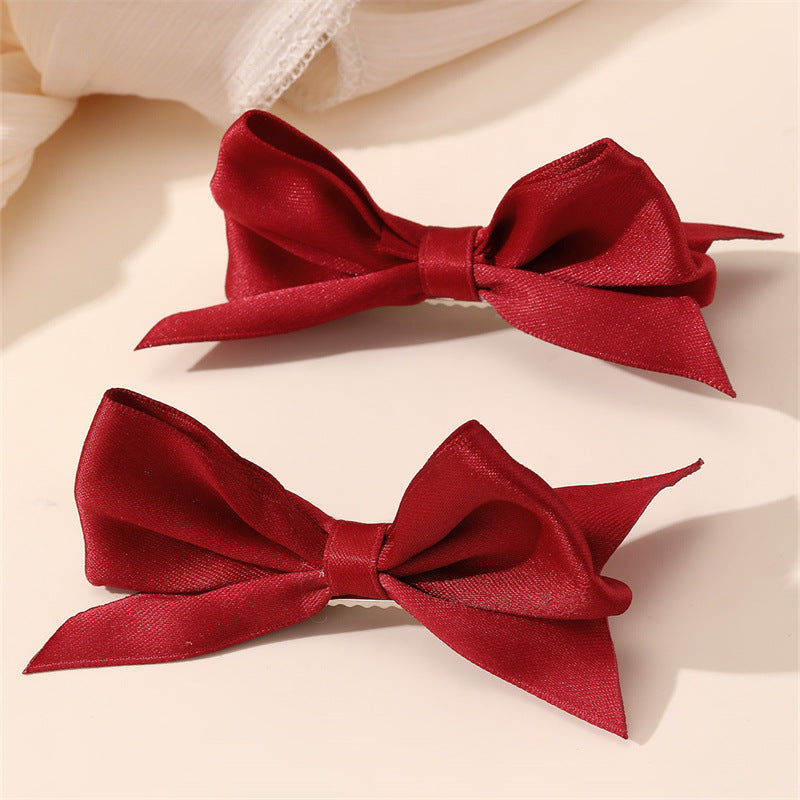 Natural Style Bow-Shaped Duckbill Hair Clip for Girls with Ruffled and Mesh Details in Polyester