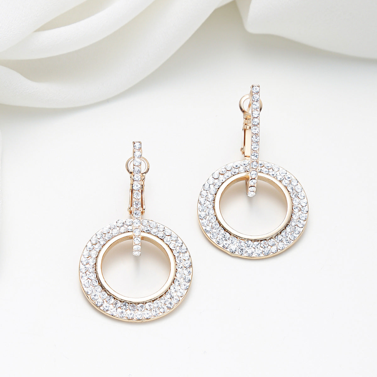 Minimalist Geometric Alloy Stud Earrings with Zircon Inlay for Women