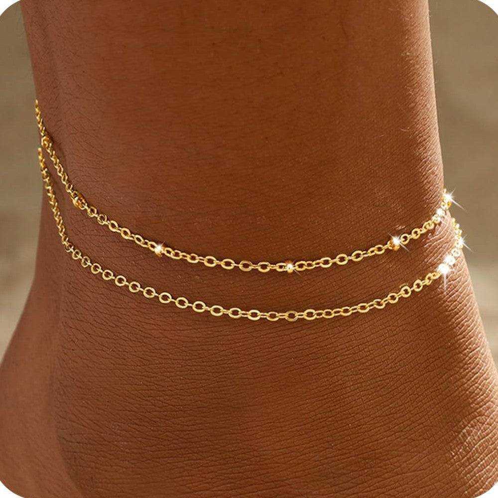 Bohemian Geometric Alloy Anklet for Women