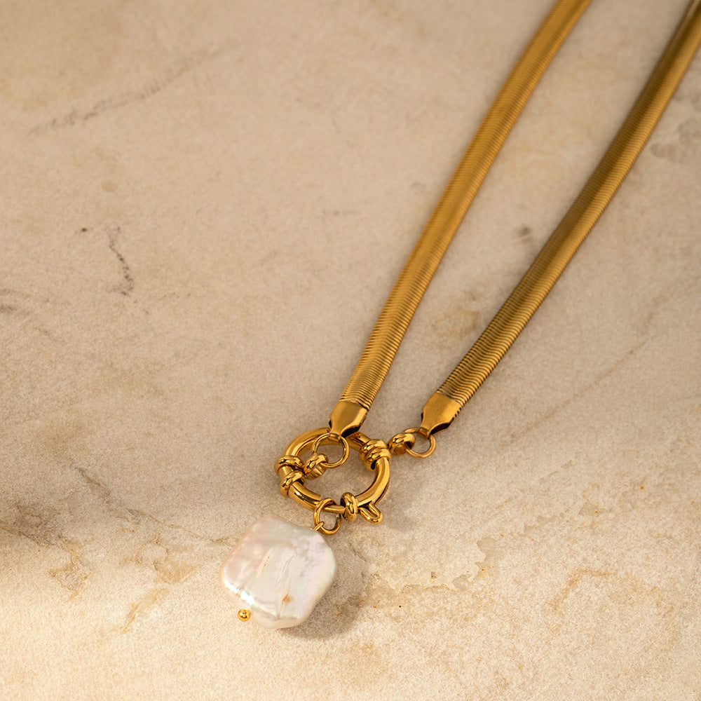 Minimalist Hollow Heart Pendant Necklace in Stainless Steel with 18K Gold Plating and Pink Zircon Inlay for Women