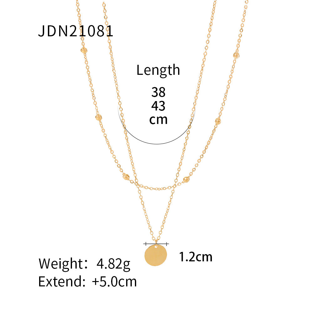 Minimalist Geometric Titanium Steel Pendant Stainless Steel Multi-layer Cable Chain Necklace for Women