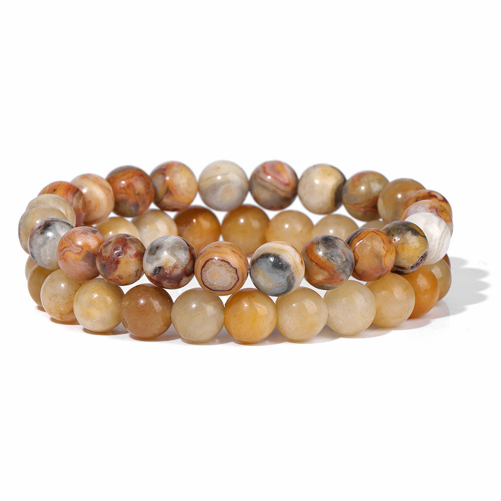 Vintage Business Geometric Natural Gemstone Beaded Bracelet Set for Unisex