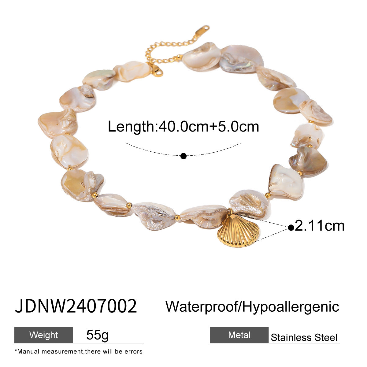 Ins Style Seashell Pendant Necklace in Stainless Steel with Starfish Charm for Women Beach Summer Jewelry