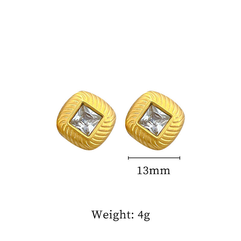 Minimalist Sweet Geometric Titanium Steel Plated Stud Earrings