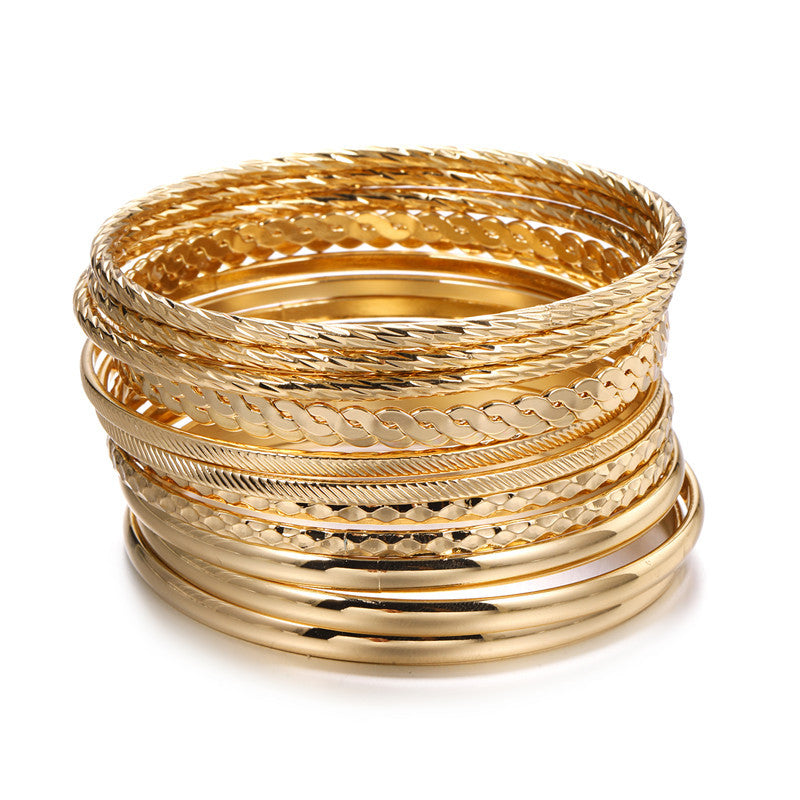 Vintage Punk Round Geometric Plated Iron Rope Chain Bracelet Ethnic Style for Women