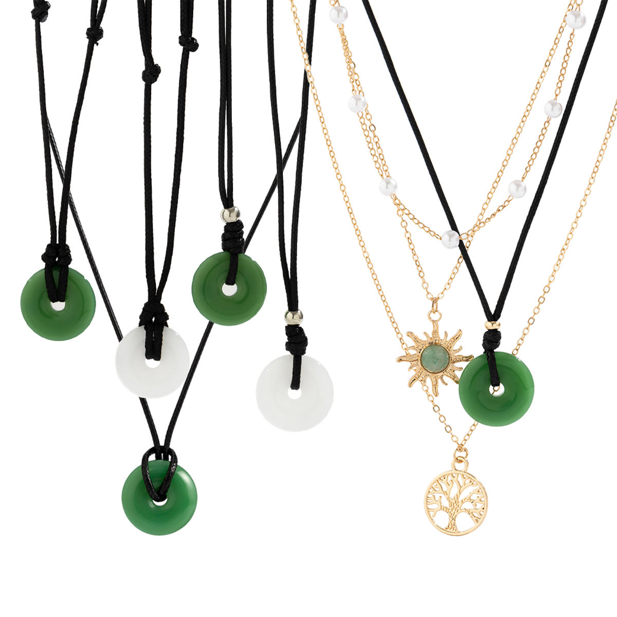 Collar con colgante geométrico minimalista de aleación para mujer con acabado chapado, cierre de cordón ajustable y dije de árbol