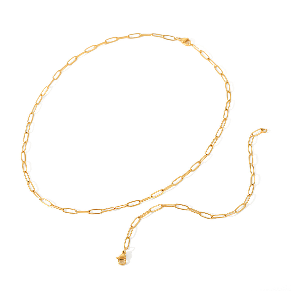 Minimalist 18K Gold Plated Geometric Titanium Steel O-Chain Necklace for Women