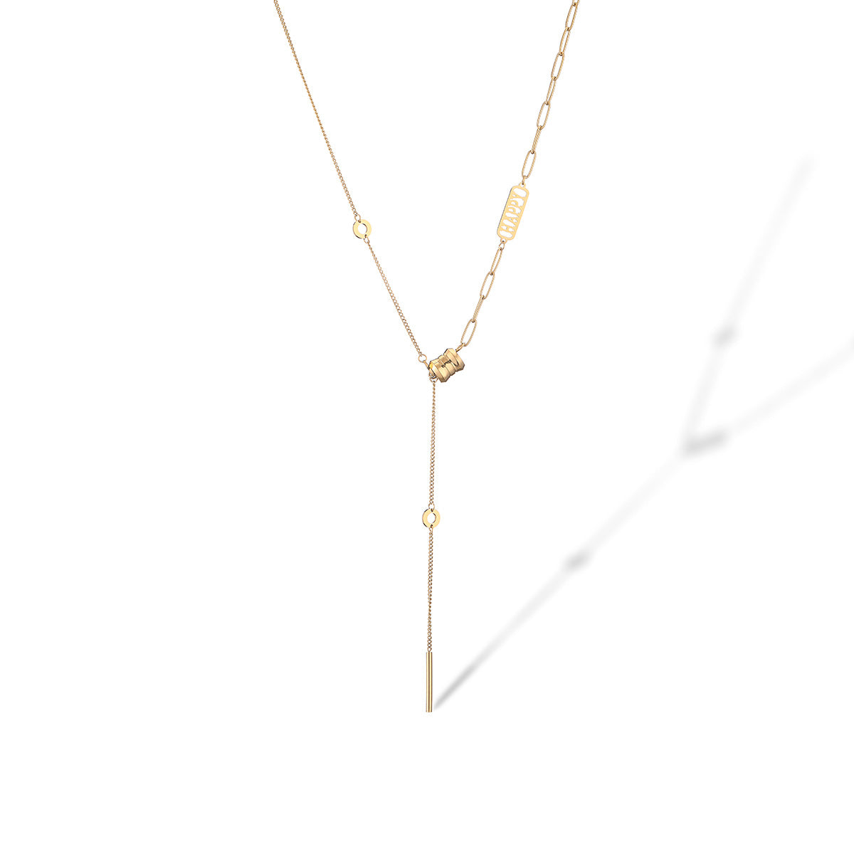 Collana con ciondolo a cuore geometrico minimalista LOVE per donna in acciaio al titanio placcato oro, catena versatile per clavicola