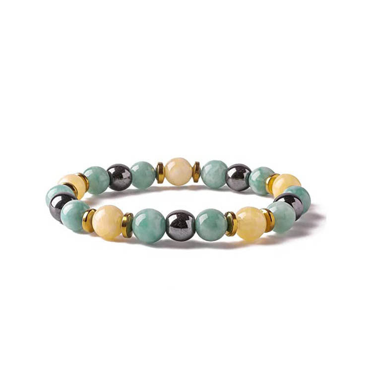 Minimalist Natural Agate Beaded Bracelet Unisex Geometric Round Stone Hand Jewelry