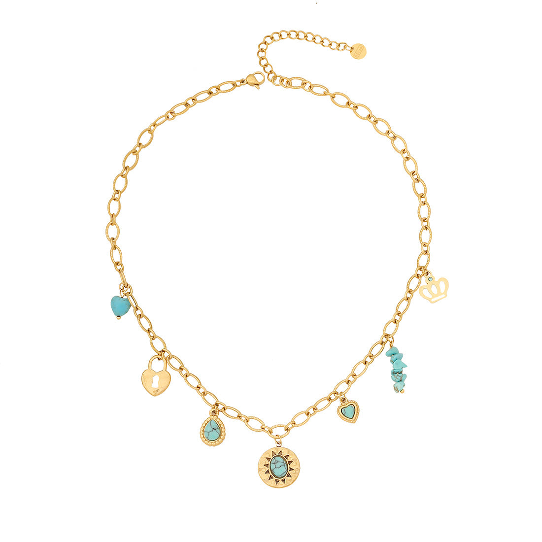 Collana con Pendente a Cuore Vintage in Acciaio al Titanio Placcato per Donna