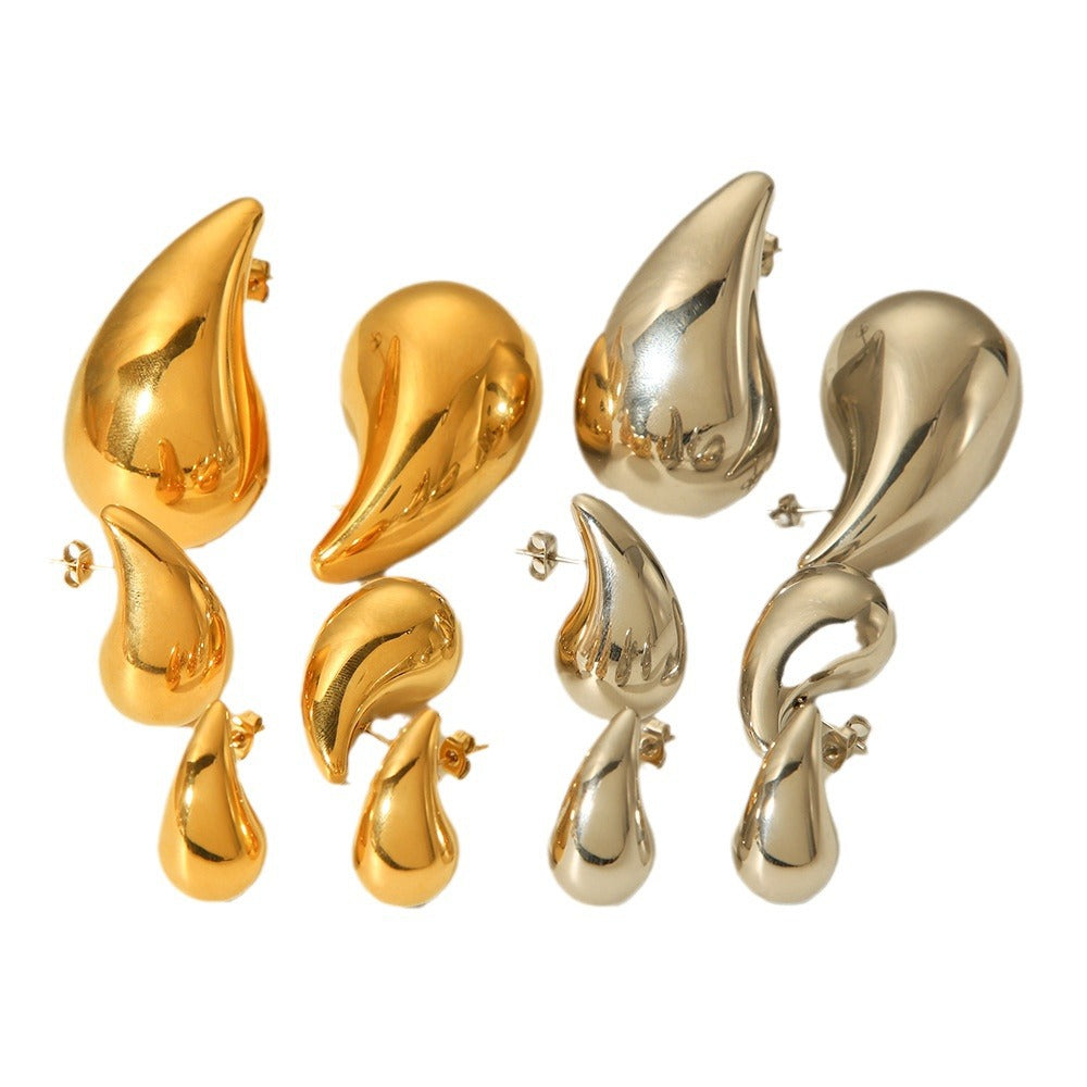 Geometric Waterdrop Earrings for Women Stainless Steel Hollow Dangle Earrings with Plated Finish