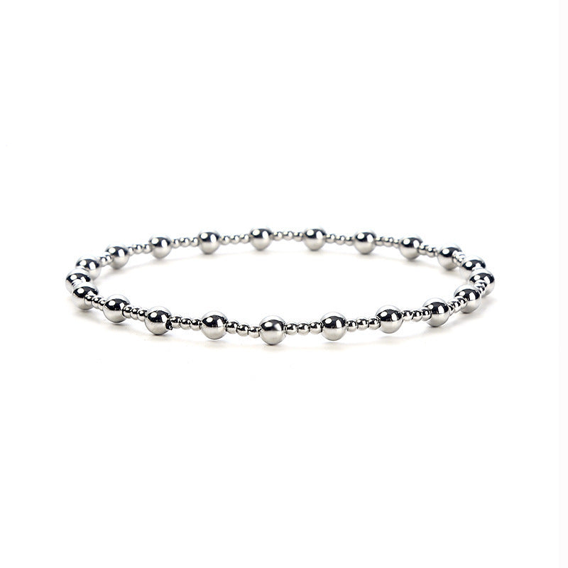 Luxury Elegant Round Bead Stainless Steel Ball Chain Stretch Bracelet for Women