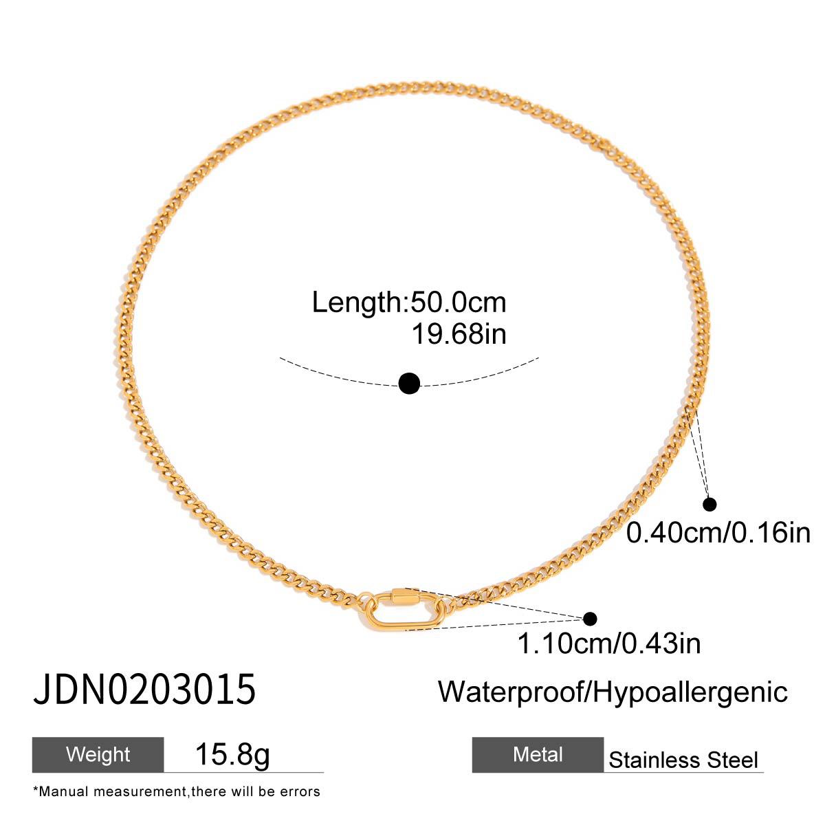 Minimalist Elegant Geometric Oval Stainless Steel Plated Titanium Steel Pendant Necklace Charm Bar for Women