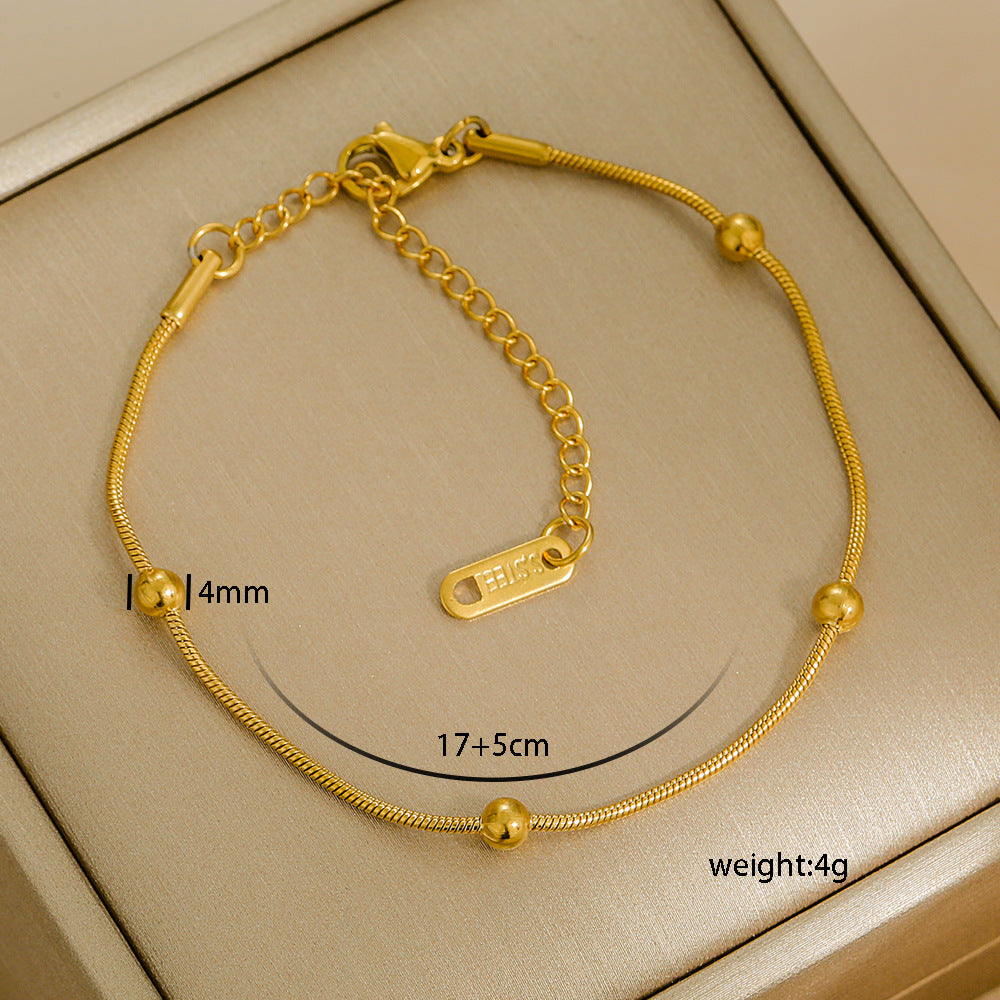 Bracciale Minimalista in Acciaio al Titanio da Donna con Placcatura in Oro 18K, Design a Catena Semplice, Set di Gioielli Versatili per Tutti i Giorni