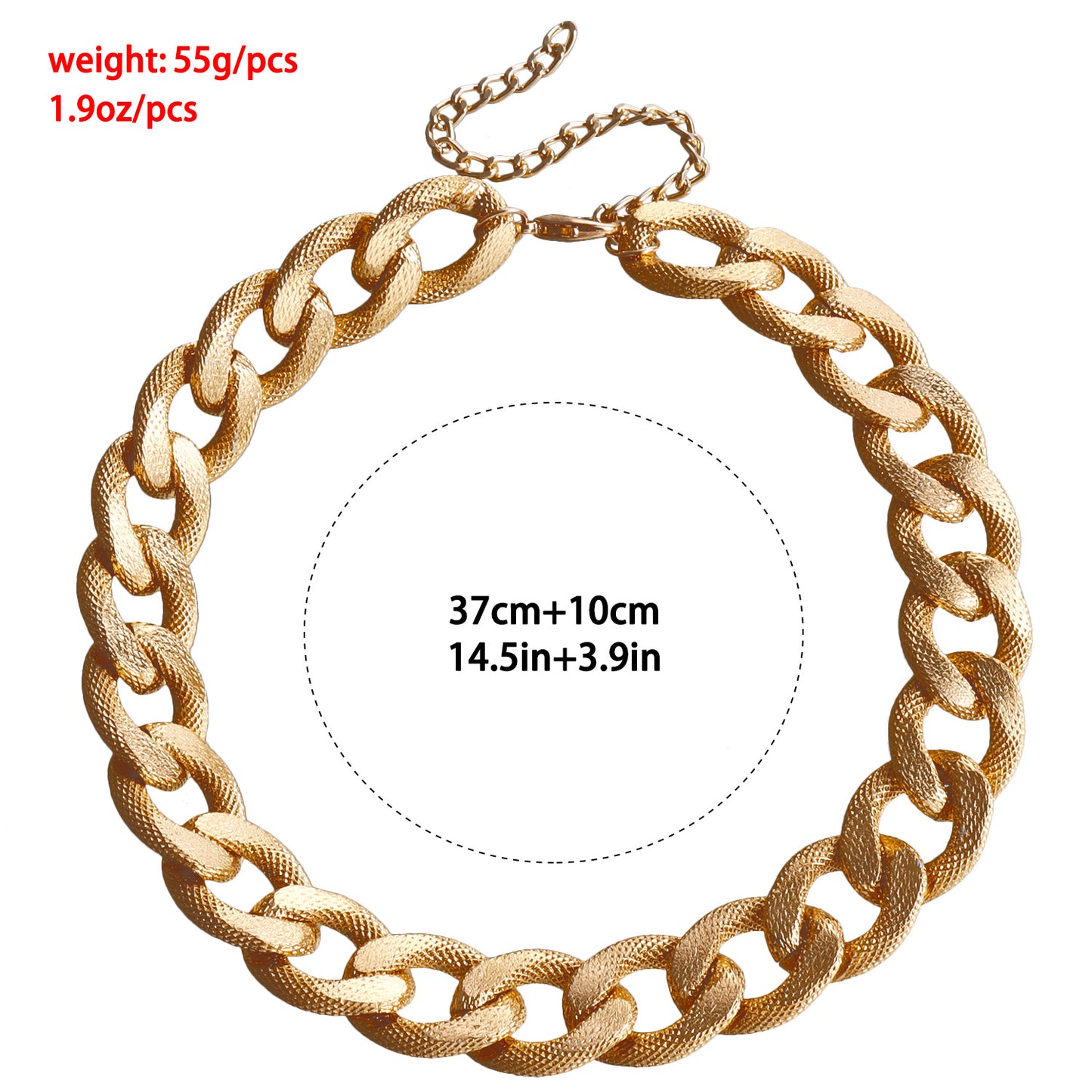 Geometric Chunky Aluminum Choker Necklace for Women with Matte Braided Chain and Electroplated Finish