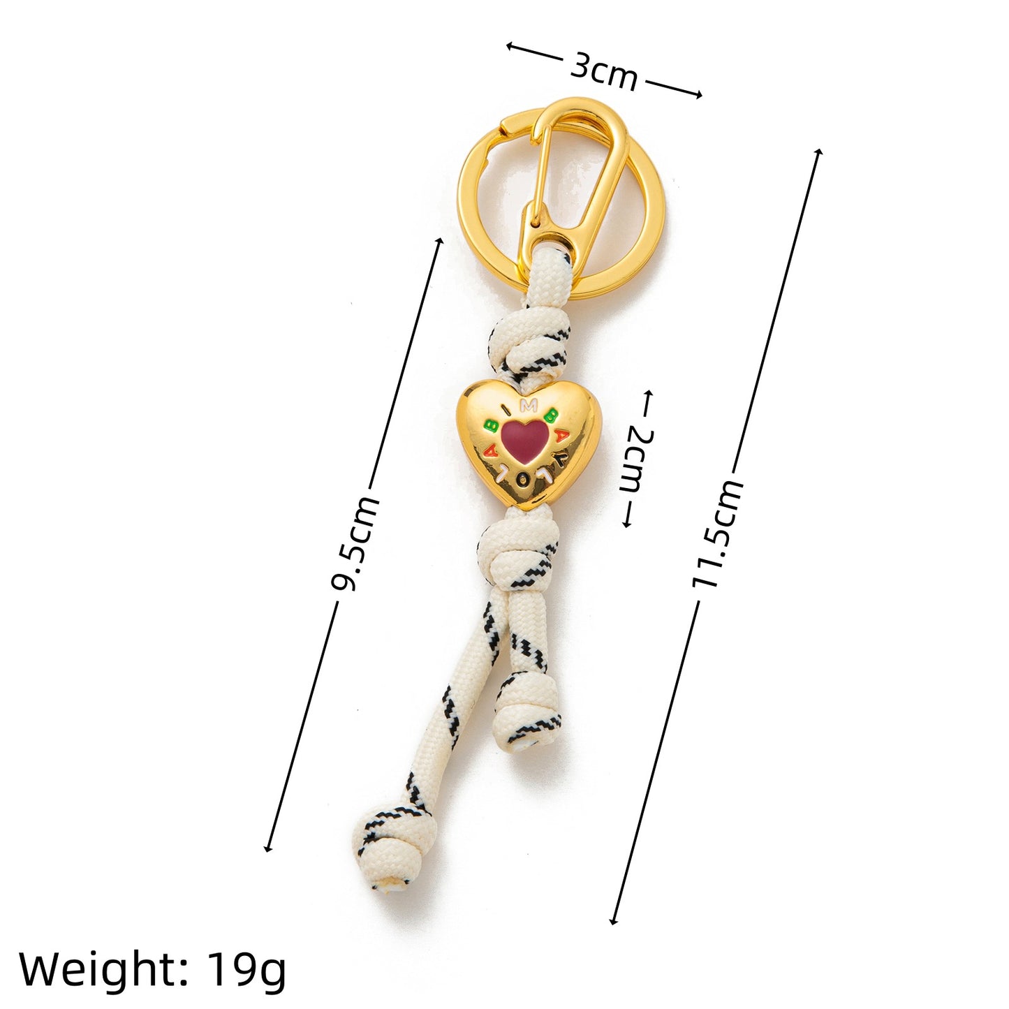 Minimalist Plated Alloy Letter Heart Round Keychain Charm Bar for Women