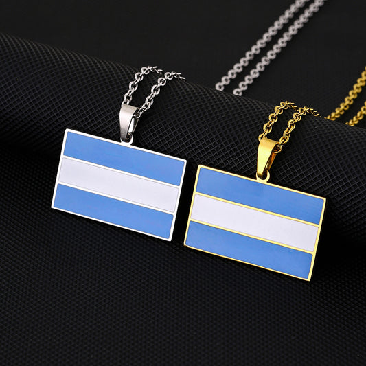 Collana pendente etnica geometrica in acciaio inossidabile con finitura placcata sottovuoto per uomo e donna