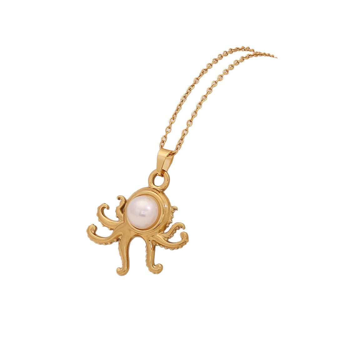 Playful Ocean Animal Pendant Necklace in Stainless Steel with Plating Finish, Turtle Seahorse Dolphin Shell Design on O-Chain for Women