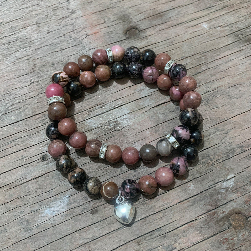 Unisex Geometric Alloy Bracelet Set with Tiger Eye, Green Aventurine and Red Agate Beads
