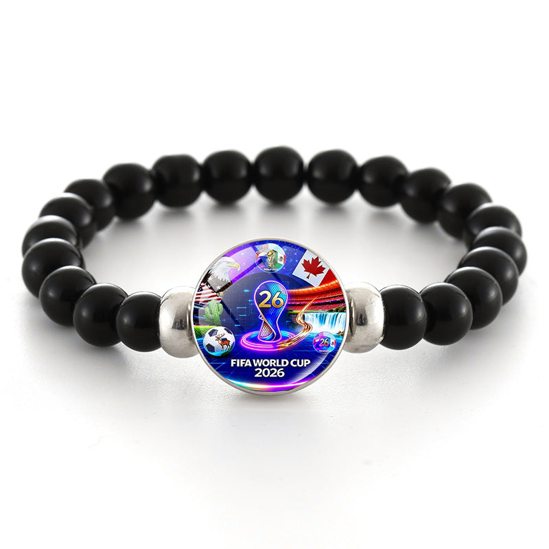 Unisex Geometric Round Crystal Beaded Bracelet World Cup Commemorative Jewelry