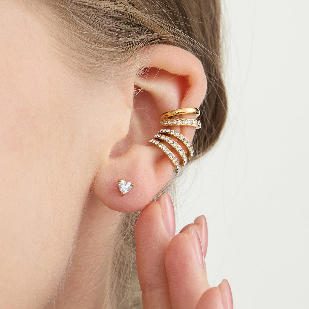 Aretes de clip de acero inoxidable geométricos con acabado chapado para mujer, joyas de moda ligeras estilo aro listas para la oficina