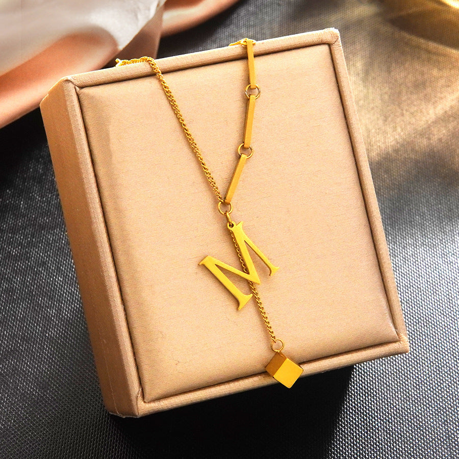 Minimalist Elegant 18K Gold Plated Stainless Steel Letter Bracelet