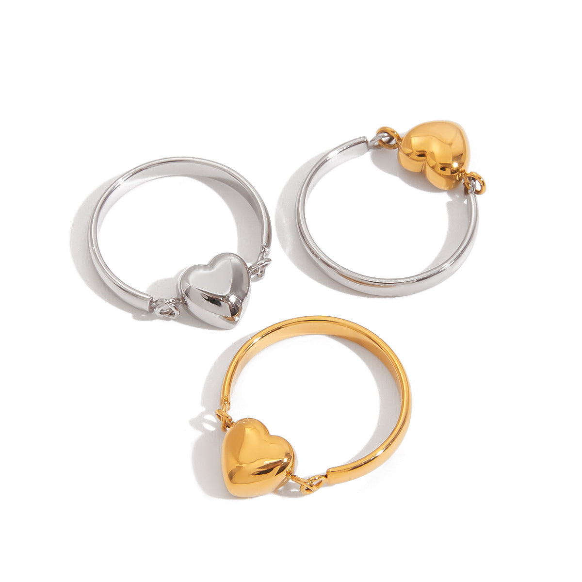 Heart Geometric Plated Stainless Steel Ring for Women
